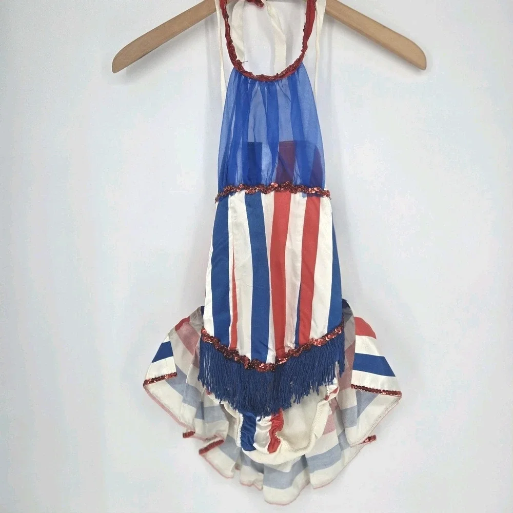 Vintage 1976 Advance Theatrical Leo-Tard Girls Dance Costume 8C Patriotic Gloves